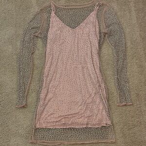 Windsor Pink and Silver Long Sleeve Dress